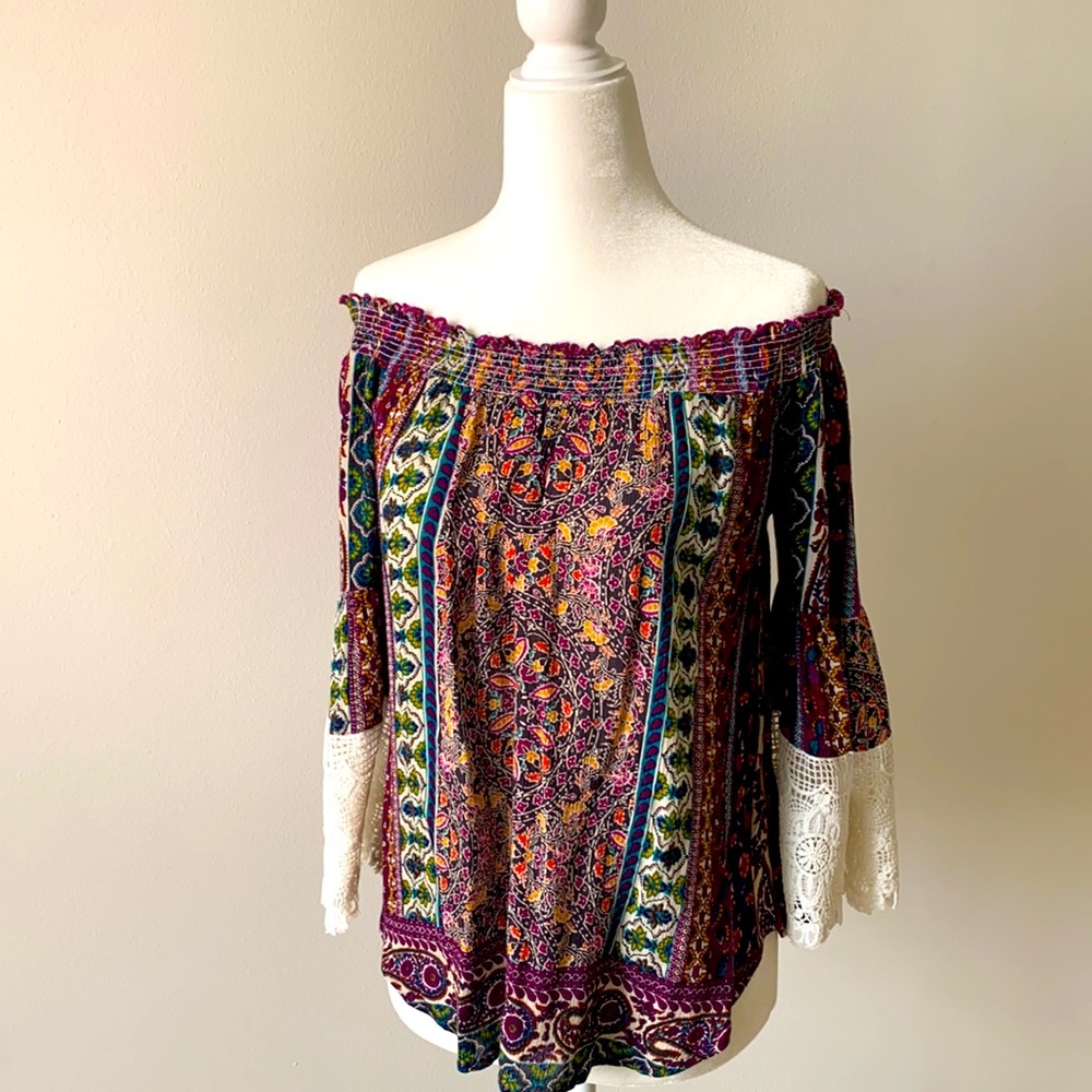 Patrons of Peace off shoulder blouse